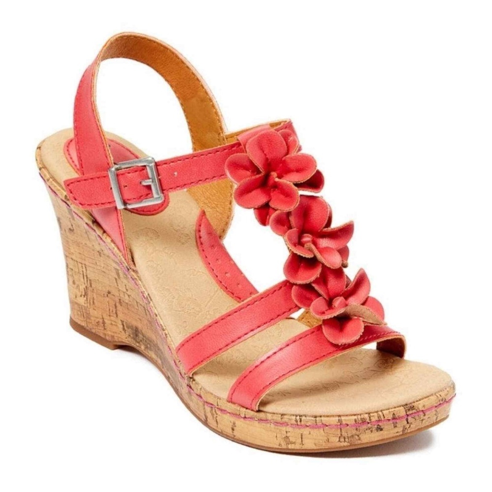 B.O.C Wedge Sandal Coral Evita Women's Strappy Heels NWT